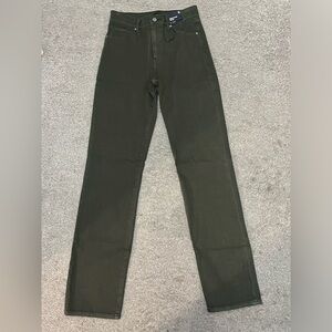 NWT Express High Waisted Olive Supersoft Modern Straight Jeans